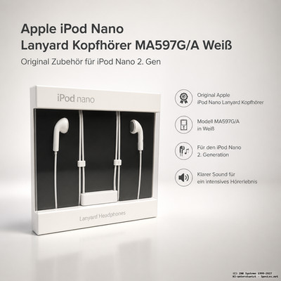 Selten: Original Apple MA597G/A iPod Nano 2G Lanyard Kopfhörer / Headset NEU OVP