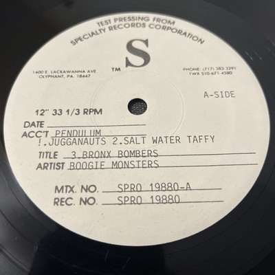 Boogie Monsters   Test Pressing 12  LP EX SRC Specialty SPRO 19880 Rare Hip-Hop 