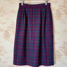 Vintage Wool Plaid Midi Skirt Pencil Womens 28 Waist Fits 6 8 Academia Preppy