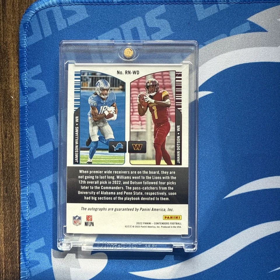 JAMESON WILLIAMS/JAHAN DOTSON 2022 Contenders DUAL AUTO ROUND NUMBERS RC 9/10 - Image 3 of 3