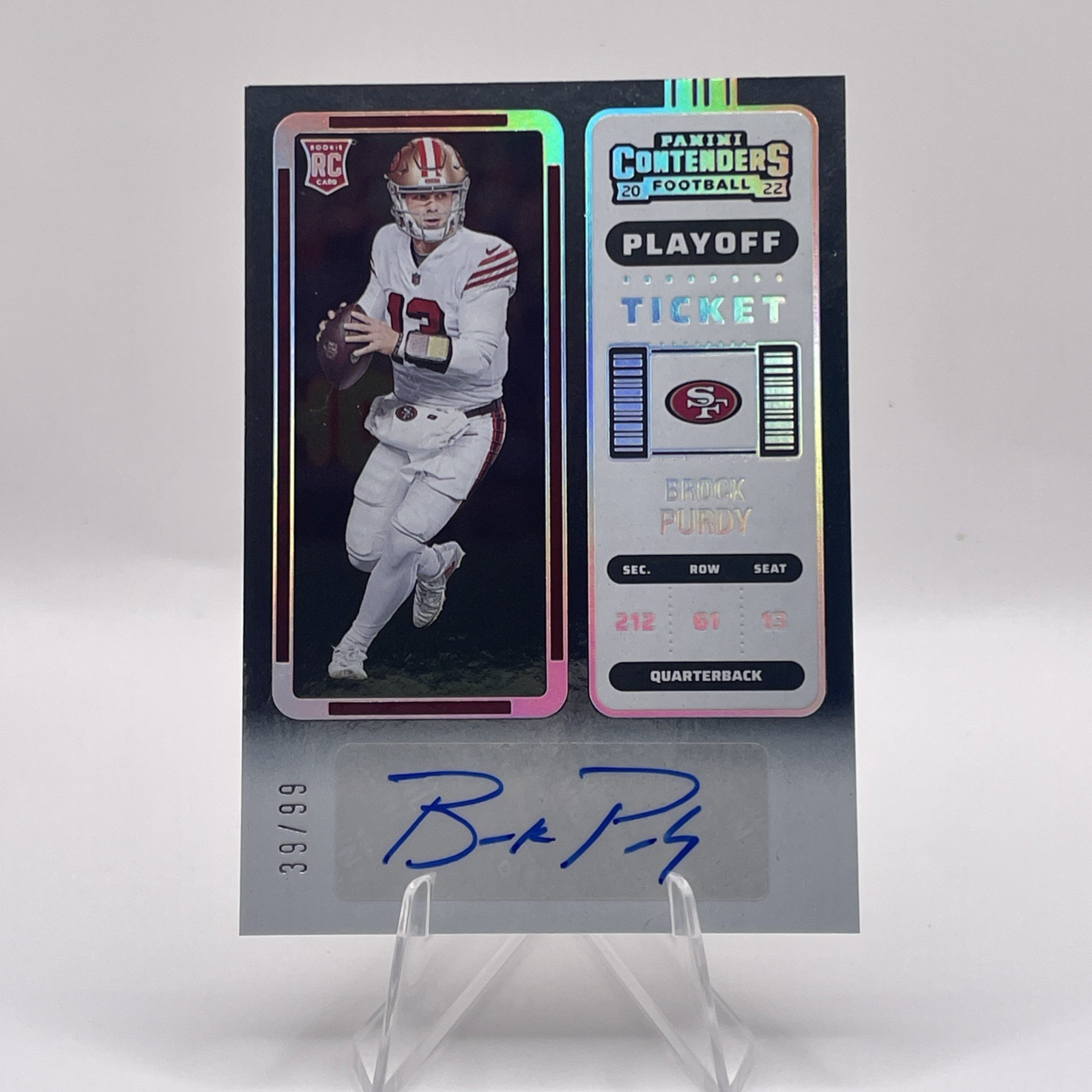 2022 PANINI CONTENDERS BROCK PURDY RC " PLAYOFF TICKET " AUTO # / 99