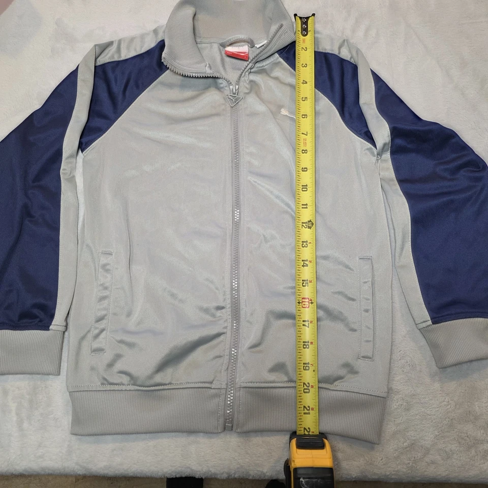 Puma size S Kids Track Jacket Blue Grey Retro VTG Full Zipper Windbreaker - Image 4 of 4