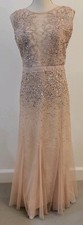 New Adrianna Papell Sz 16 Sequins Pearl Floral Evening Gown Lined Blush Prom