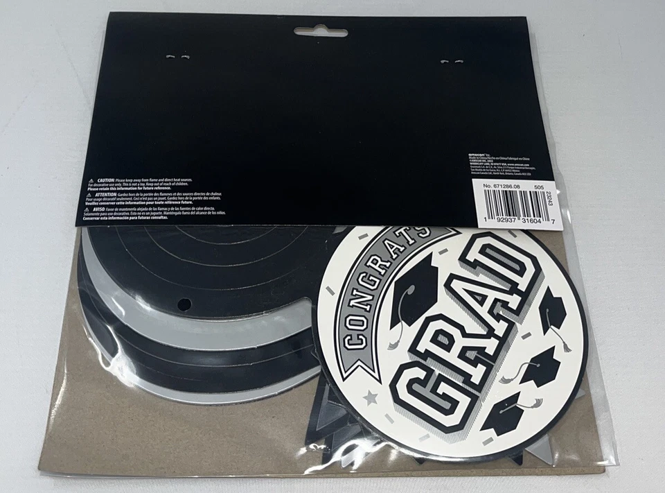 Decoraciones de fiesta de graduación valor graduado paquete de 12 piezas decoración remolino blanco/negro Foto 2 de 2