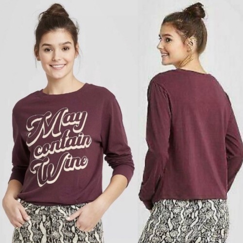 Zoe + Liv MAY CONTAIN WINE TEE manica lunga extra large XL NUOVO CON ETICHETTE - Foto 5 di 11