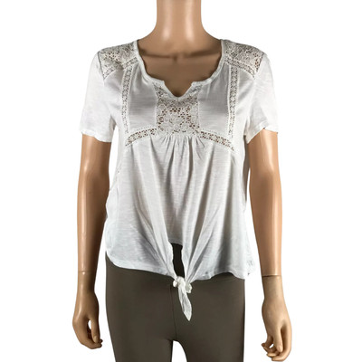 AMERICAN RAG CIE Short Sleeve Tie Front Top NWOT SMALL