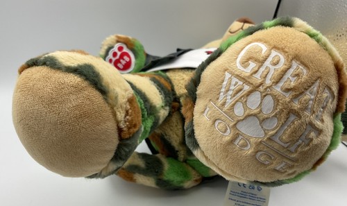 16” Great Wolf Lodge Build-A-Bear BAB Plush Camo Wolf with Dino Shirt - Picture 3 of 13