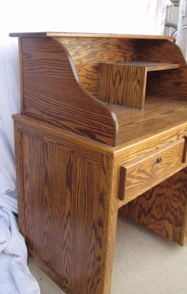 Custom Made Solid Oak Desk Used for Craft Shows as Cashier Station Checkout  - Image 3 of 4