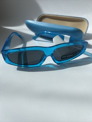 NWT Steve Madden BLUE Sunglasses Wide Square Style