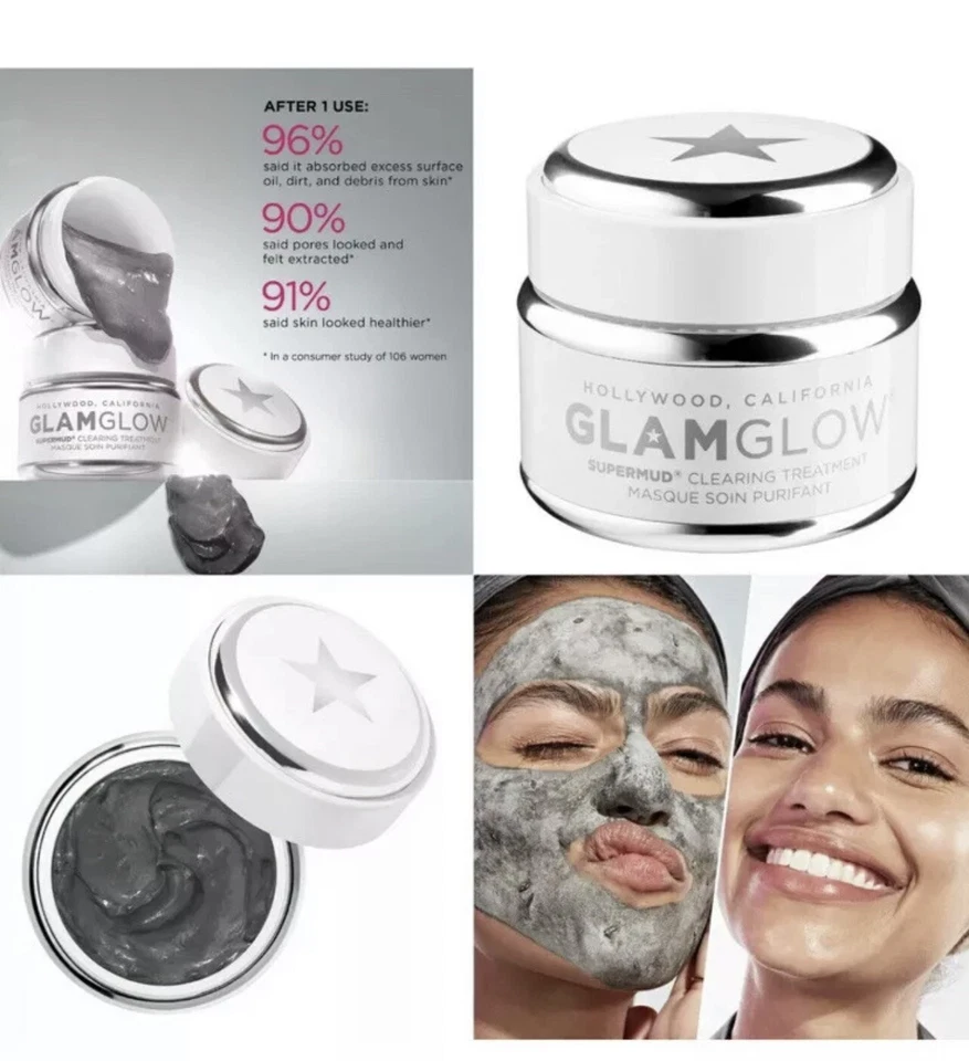 GLAMGLOW Supermud Clearing Treatment Mud Mask 1.7 Oz 50g NIB Retail $60 - Image 4 of 4