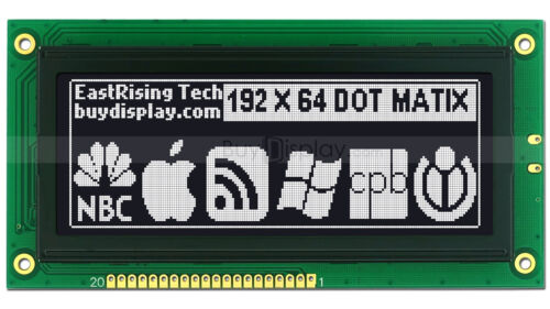 4"Black 192x64 Dots Graphic LCD Display Module LCM w/KS0107+KS0108 w/Tutorial - Afbeelding 1 van 5