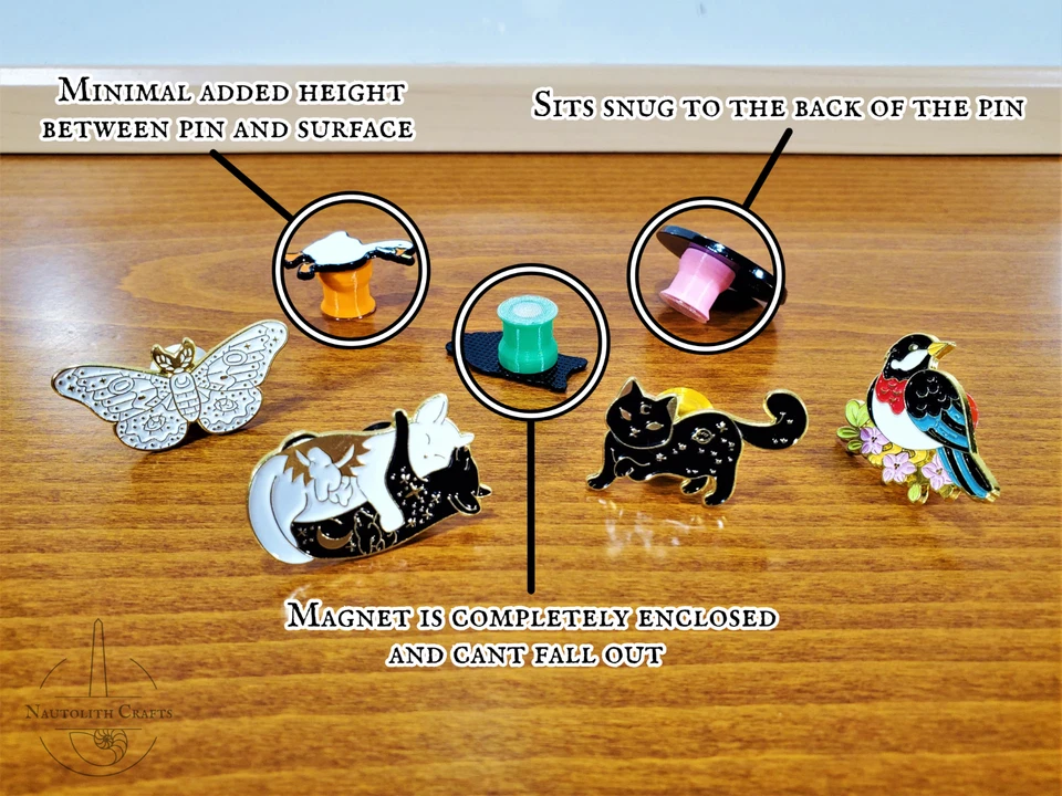 Pino magnético traseiro com apoio resistente ao deslizamento - exibe pinos de esmalte como ímãs - Imagem 2 de 4