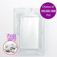 3x5in Matte White Foil Mylar Flat Zipper Bag w/ Clear Back  Desiccant