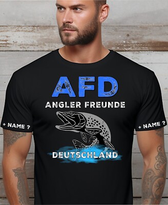 AFD Deutschland Anglershirt Angler T-Shirt Hechtangeln Vereine Motiv Sport 99
