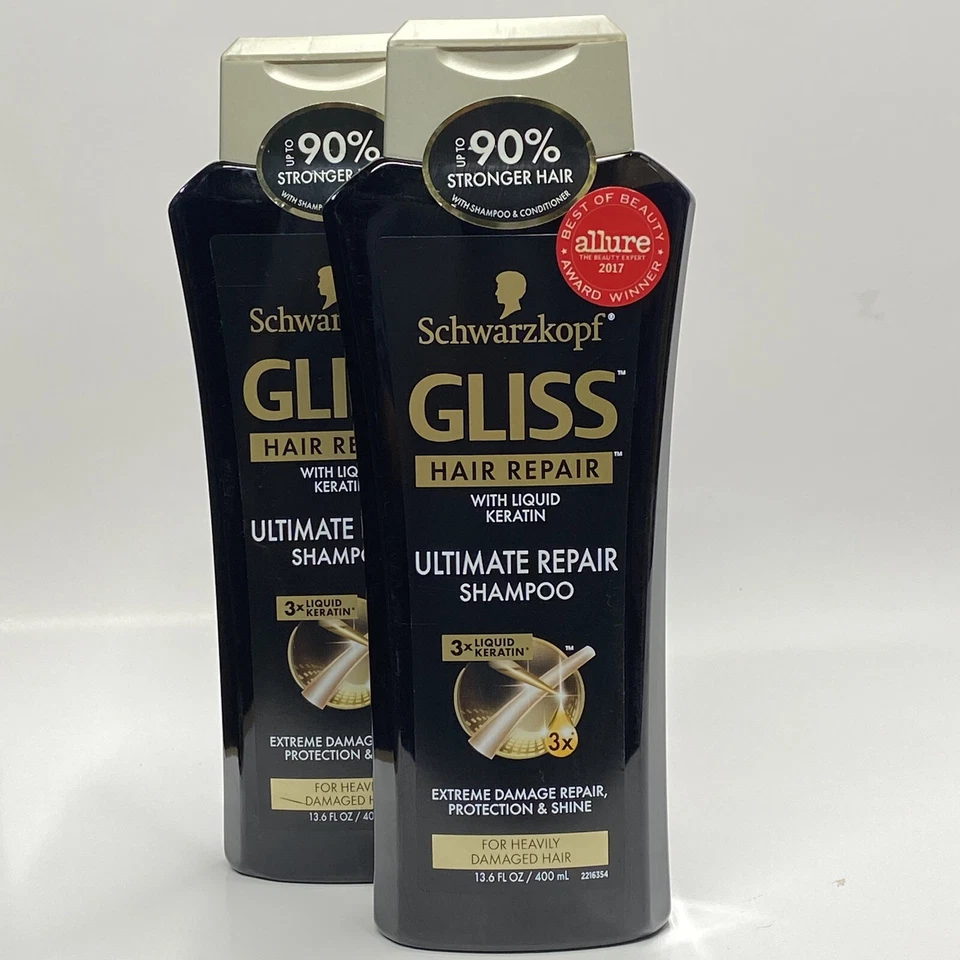Champú reparador Schwarzkopf Gliss Ultimate con queratina líquida 13,6 oz (paquete de 2) Foto 2 de 4