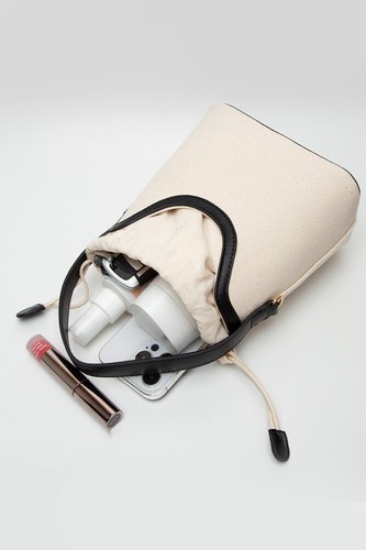 Anthropologie Style Drawstring Satchel Canvas Crossbody Bucket Crossbody Bag - Picture 9 of 22