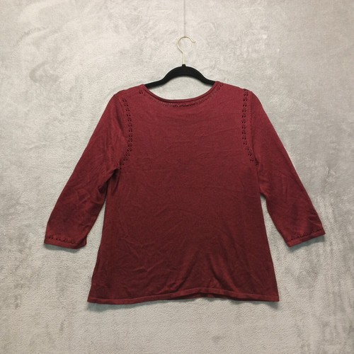 ROZ & ALI Sweater Size Petite MEDIUM (8-10) Women Pullover Fall Maroon Knit - Picture 12 of 18