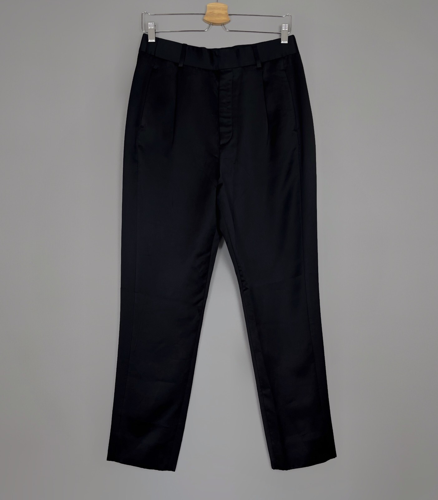 Splendido pantalone uomo SAINT LAURENT PARIS viscosa seta plissettato nero taglia W31 L27