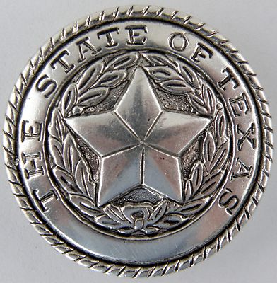 Silverplate 1-1//4/" The State of Texas Concho Double Rivet Back