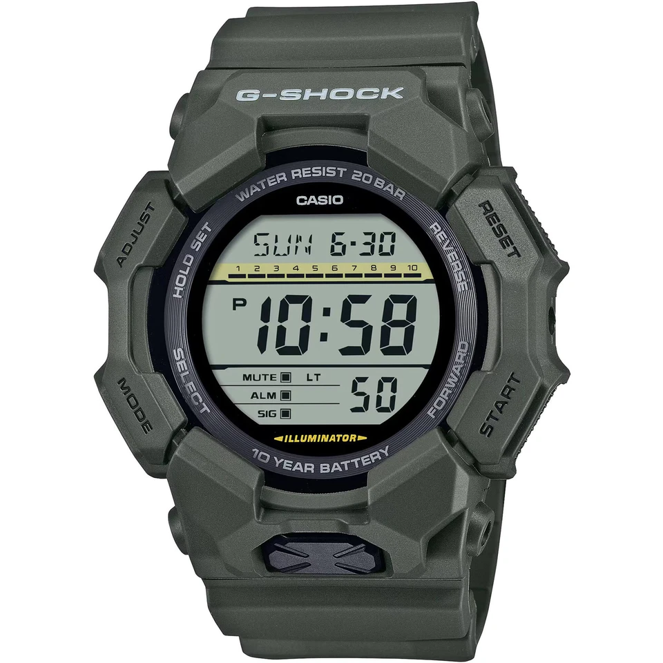 Casio Men's Watch G-Shock World Time Green Bio-Based Resin Strap Digital GD010-3