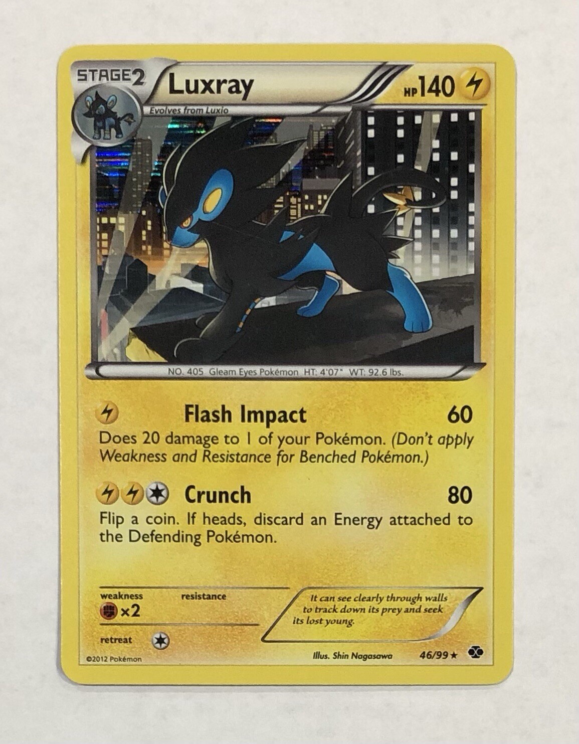 Pokemon LUXRAY Card 46/99 Holo Rare Next Destinies LP English Light Play