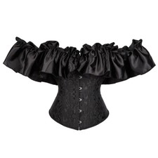 Steampunk Femme Bustier Haut Corset Froncé Jacquard Floral Déguisement Burlesque
