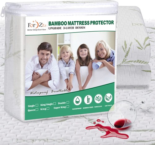 Bamboo Mattress Protector Waterproof Topper King Single D Queen Super King Cover - Picture 12 of 20