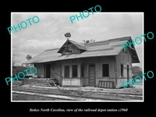 OLD POSTCARD SIZE PHOTO OF STOKES NORTH CAROLINA RAILROAD DEPOT STATION c1960