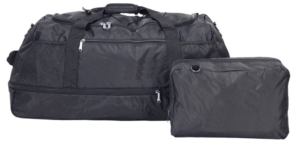 XXL Rollenreisetasche 100-135 Liter Reisetasche faltbar mit Tasche in Schwarz - Bild 2 von 4