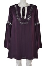 NEW Tobi Womens Dress Size M Purple Shift Above Knee Long Sleeve Rayon
