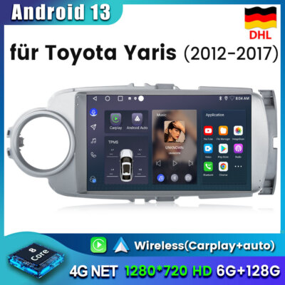 Android 13 Für Toyota Yaris 2011-2018 Autoradio Carplay 6+128G 8Kern 4G+GPS NAVI