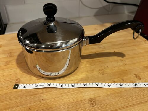 Vtg Farberware 1 Qt Saucepan w Lid Stainless Steel Pot Aluminum Clad Bottom
