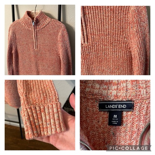 Lands End Pink Marled Speckled 1/4 Zip Tunic Sweater Size Medium - Picture 2 of 3