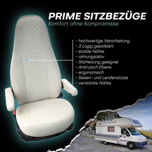 Fundas de asiento de autocaravana adecuadas para Eura Mobil Activa One (beige) - Imagen 3 de 12