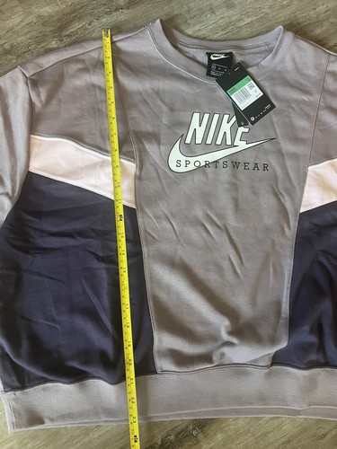 NIKE DAMEN PULLOVER SWEATSHIRT COLORBLOCK, SMOKE RAISIN, XL, NEU MIT ETIKETT. - Bild 8 von 11