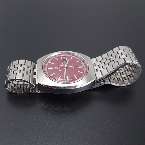 Vintage Croton Burgundy Aquamatic Date Day Stainless Steel Swiss Watch READ - Picture 7 of 13