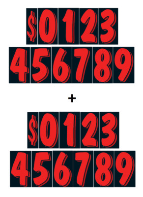 Car Dealer Red and Black Windshield Numbers, 22 dz, Size 7 1/2''