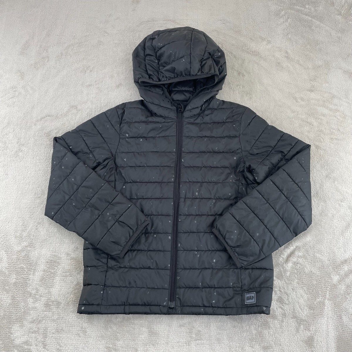 Gap Kids Cold Control Puffer Jacket Large Black Star Print