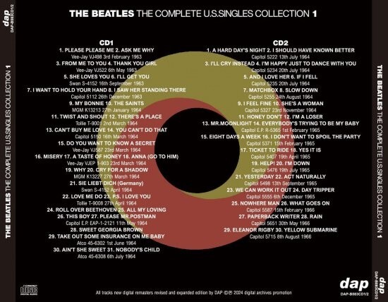 THE BEATLES / THE COMPLETE U.S.SINGLES COLLECTION 2024 1,2,3 SET