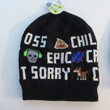 Emoji Snarky Winter Beanie Glow in the Dark Hat Boys Girls SM Cap 4-7 Years