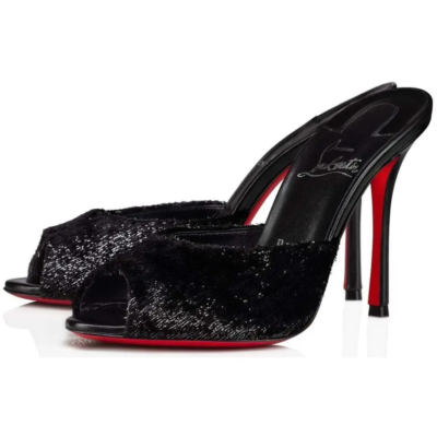 Christian Louboutin Me Dolly 100 Black Backless Sandal Slide Mule