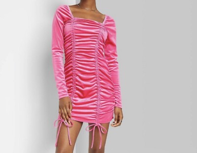 ⭐️⭐️ 🍒 Wild Fable™ Women's Long Sleeve Ruched Velvet Bodycon Dress