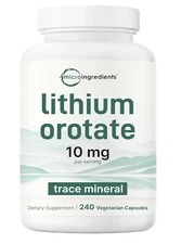 Lithium Orotate 10mg Highly Bioavailable Brain & Mood Support 240 Veggie Caps