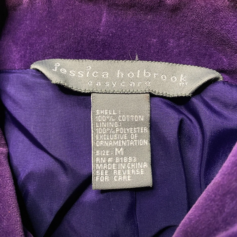 Blazer Jessica Holbrook Mujer Talla M Púrpura Abotonado Floral Bordado DE COLECCIÓN Foto 3 de 4