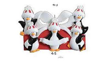 Christmas Ornament Penguin family of 5 Ornament Can be Personalized