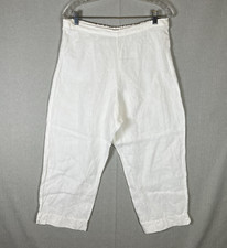 Bryn Walker Linen Pants Womens Size M White Pull On Cropped Wide Leg No Pockets
