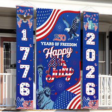 4Th of July America 250 Decorations Outdoor Banner 3 Pcs USA 250Th Anniversary B