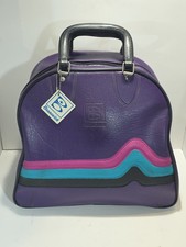 Vintage Brunswick Purple Bowling Ball Bag Single Ball Metal Rack Ball Included