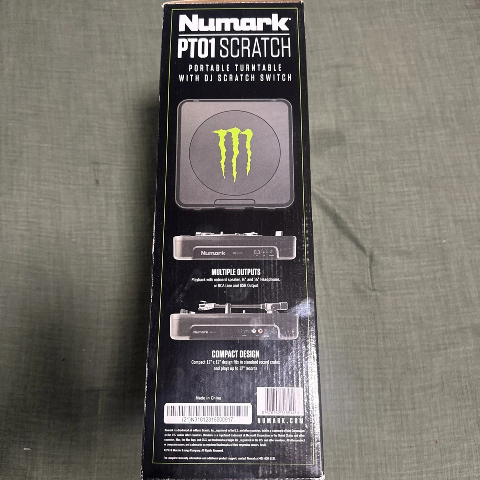 RARE LIMITED EDITION Monster Energy Numark PT01 Scratch NEW IN BOX & manual - Image 2 of 4