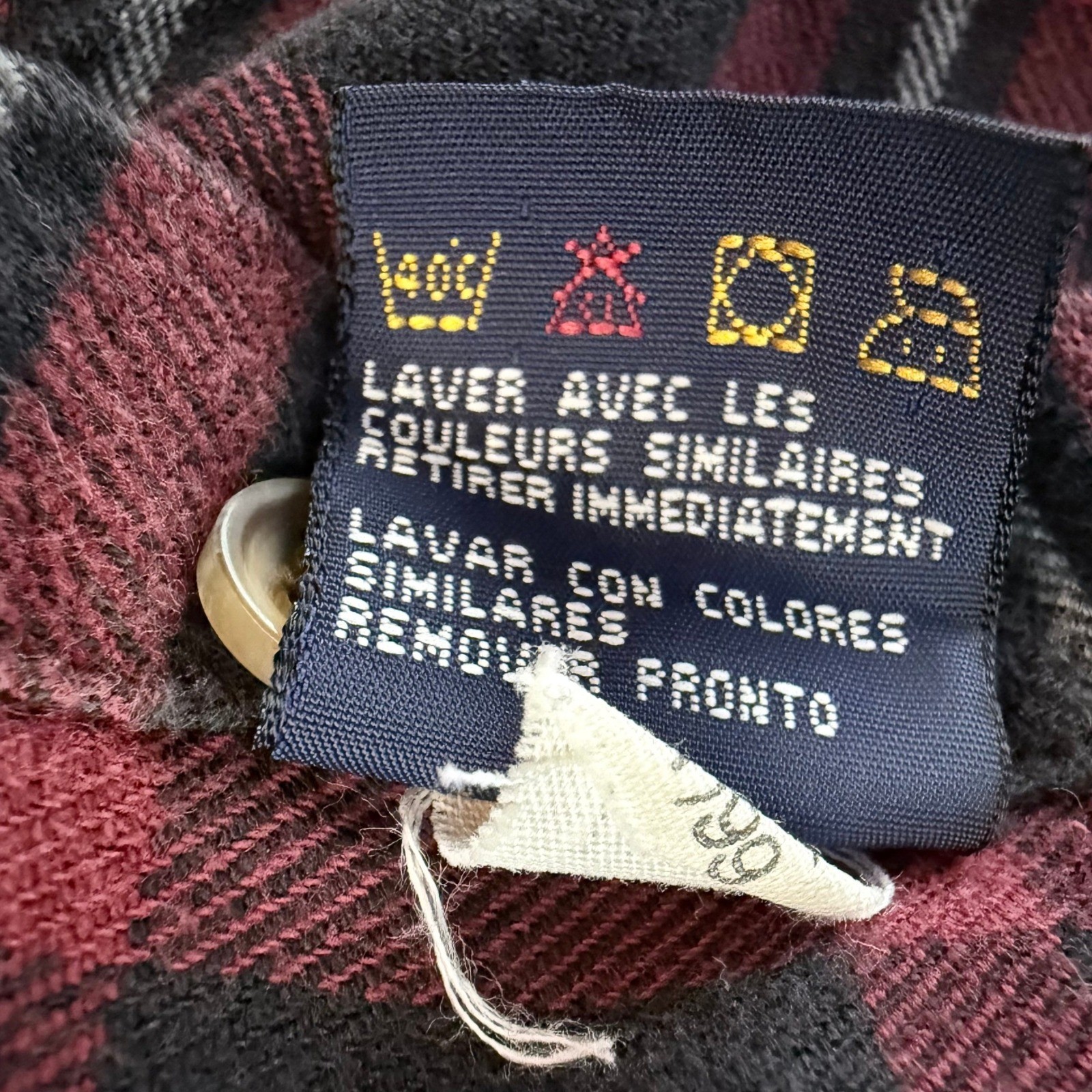 Vintage 90s Tommy Hilfiger Mens Large Burgundy Navy Blue Plaid Flannel image 5
